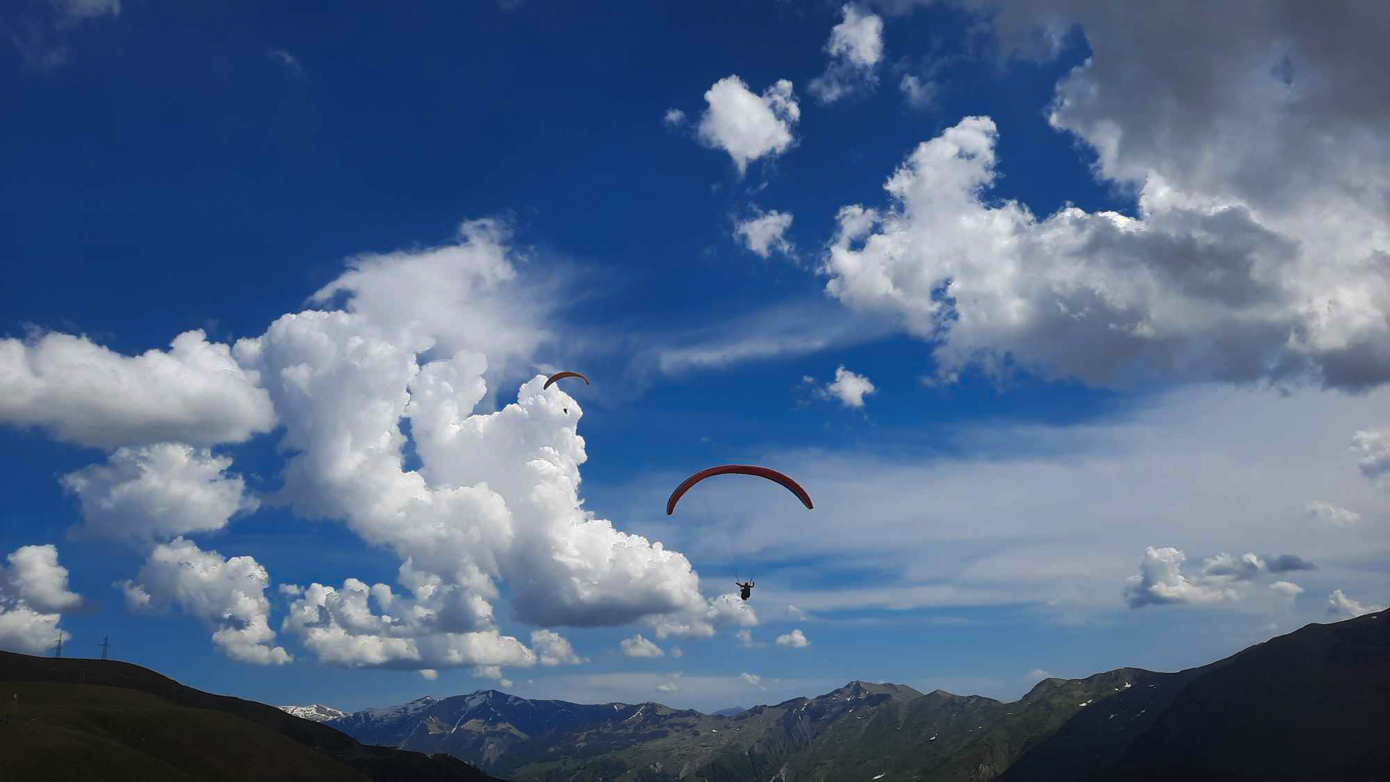 Autumn season paragliding background