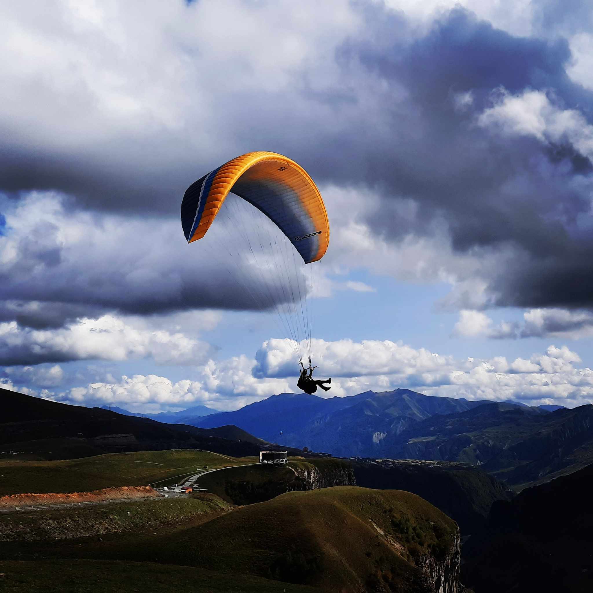 photo of a long paragliding flight